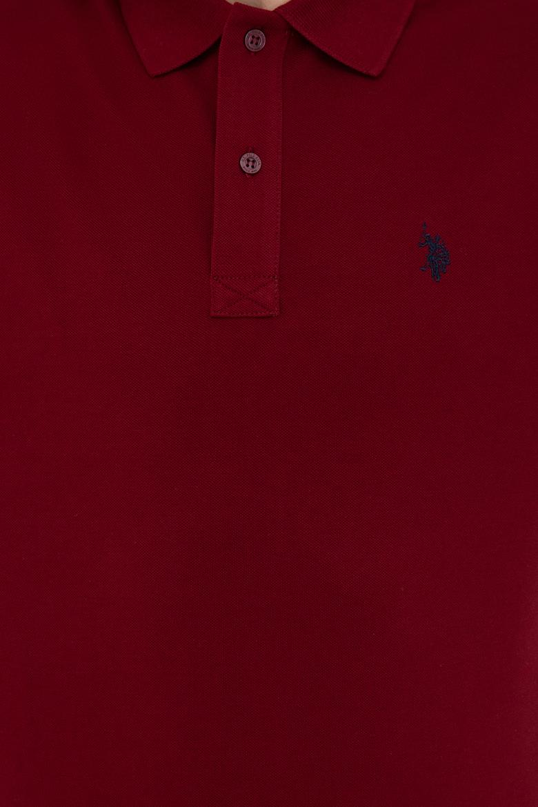 Erkek Bordo Polo Yaka Sweatshirt Basic - 50240202159