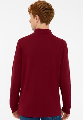 Erkek Bordo Polo Yaka Sweatshirt Basic - 50240202159