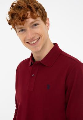 Erkek Bordo Polo Yaka Sweatshirt Basic - 50240202159