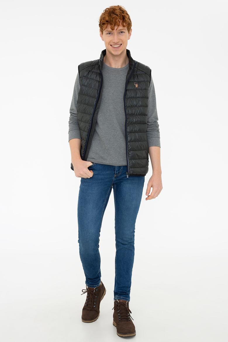 Erkek Koyu Yeşil Dokuma Yelek - 50237964014