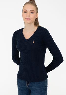 Kadın Lacivert Basic Kazak - 50237091005