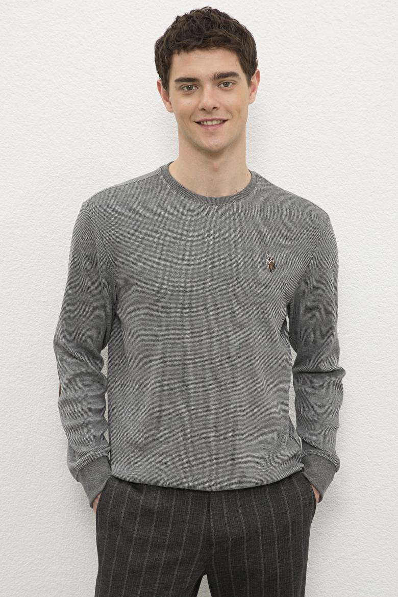 Erkek Antrasit Melanj Bisiklet Yaka Sweatshirt