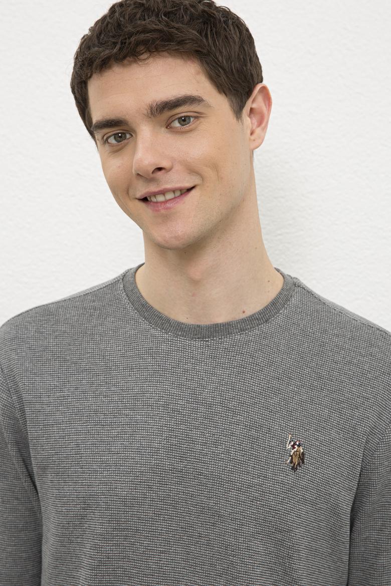 Erkek Antrasit Melanj Bisiklet Yaka Sweatshirt - 50225448021