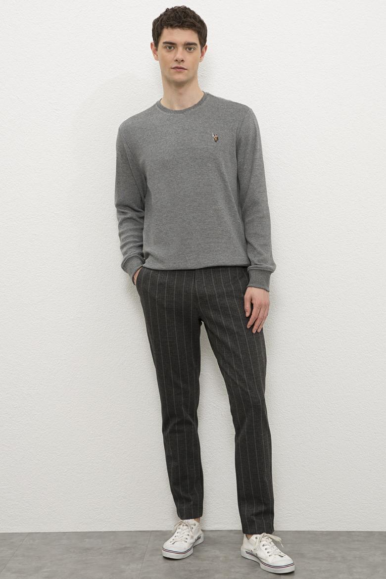 Erkek Antrasit Melanj Bisiklet Yaka Sweatshirt - 50225448021