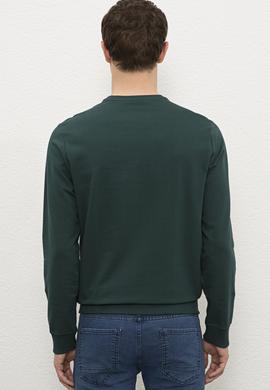 Erkek Koyu Yeşil Bisiklet Yaka Sweatshirt - 50225482012