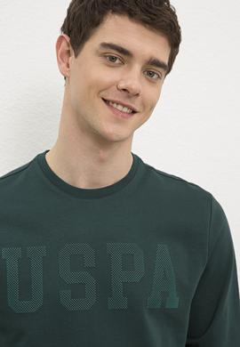 Erkek Koyu Yeşil Bisiklet Yaka Sweatshirt - 50225482012