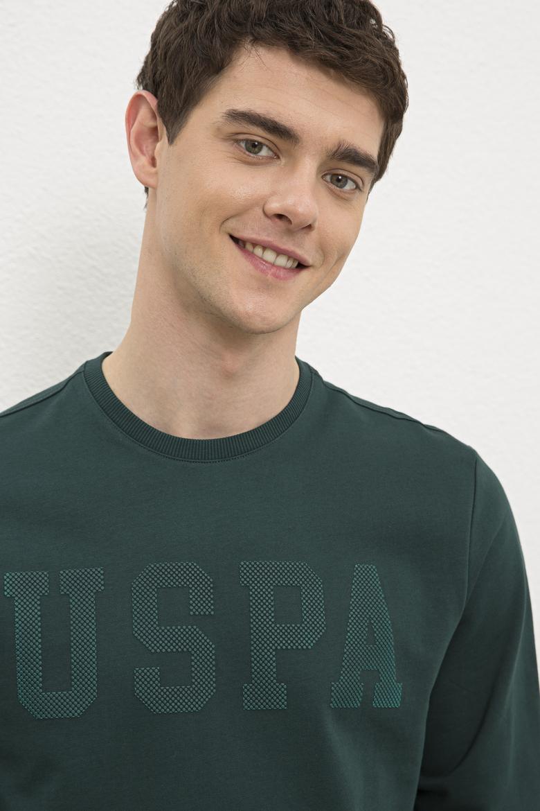 Erkek Koyu Yeşil Bisiklet Yaka Sweatshirt - 50225482012