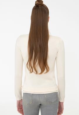 Kadın Beyaz Triko Kazak Basic - 50206420048