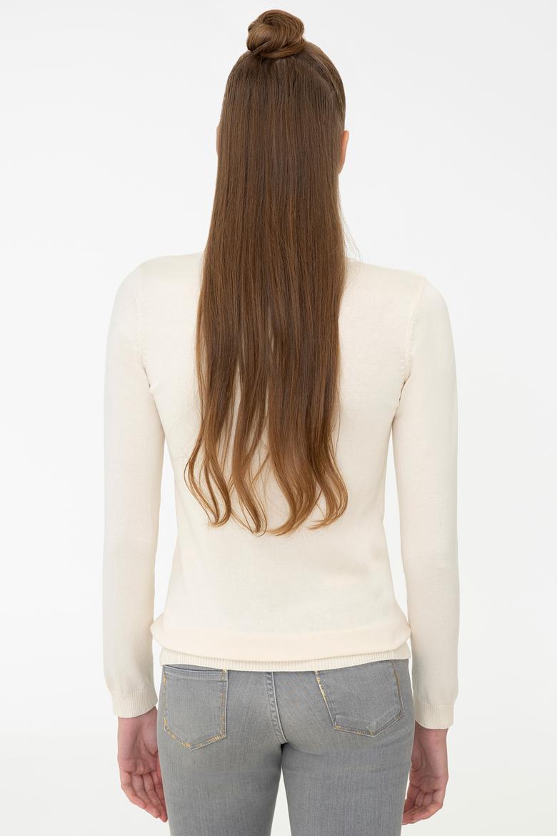 Kadın Beyaz Triko Kazak Basic - 50206420048