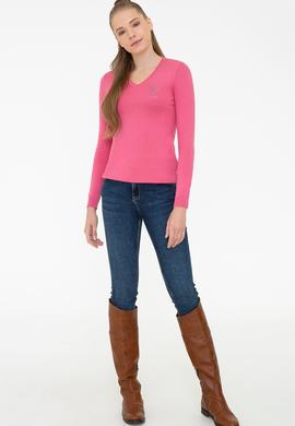 Kadın Pembe Triko Kazak Basic - 50206449008