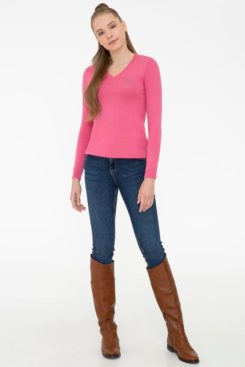 Kadın Pembe Triko Kazak Basic - 50206449008