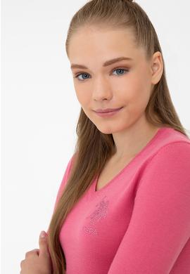 Kadın Pembe Triko Kazak Basic - 50206449008