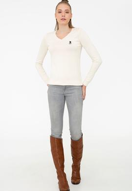 Kadın Beyaz Triko Kazak Basic - 50206420048