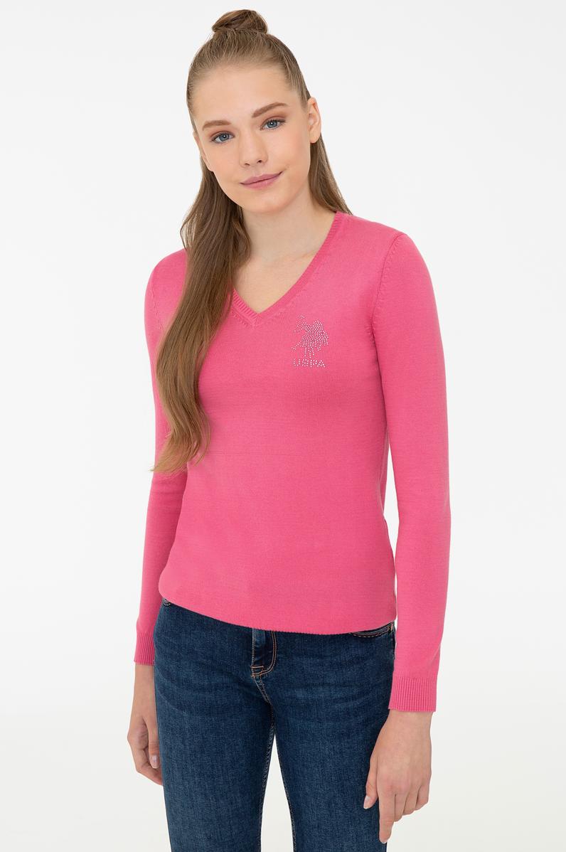 Kadın Pembe Triko Kazak Basic