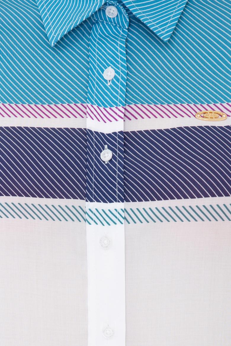 Kadın Petrol Mavisi Gömlek Uzunkol - 50235188009