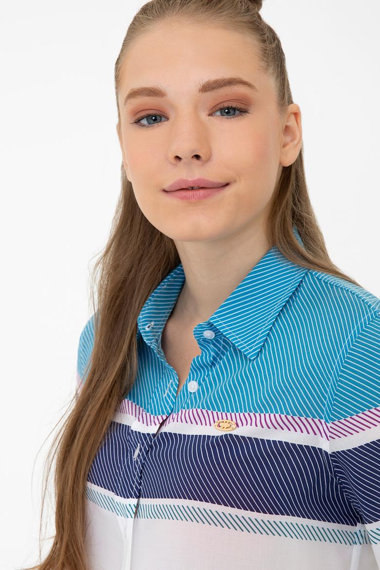 Kadın Petrol Mavisi Gömlek Uzunkol - 50235188009