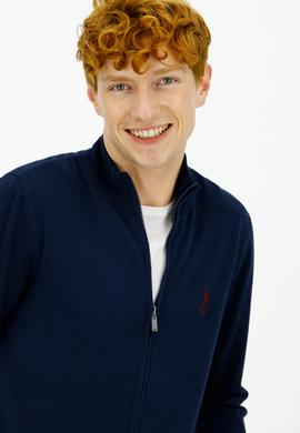 Erkek Lacivert Basic Triko Hırka - 50244265007