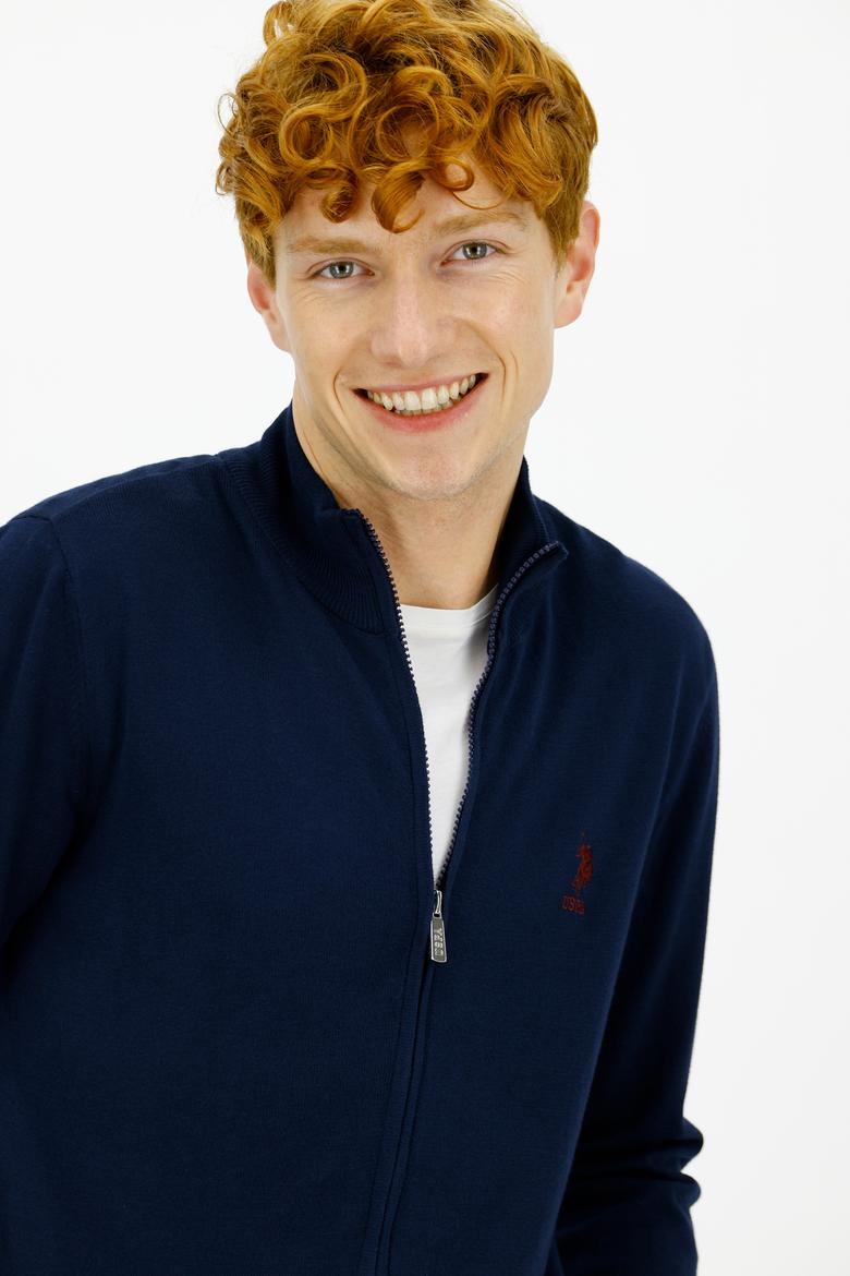 Erkek Lacivert Basic Triko Hırka - 50244265007