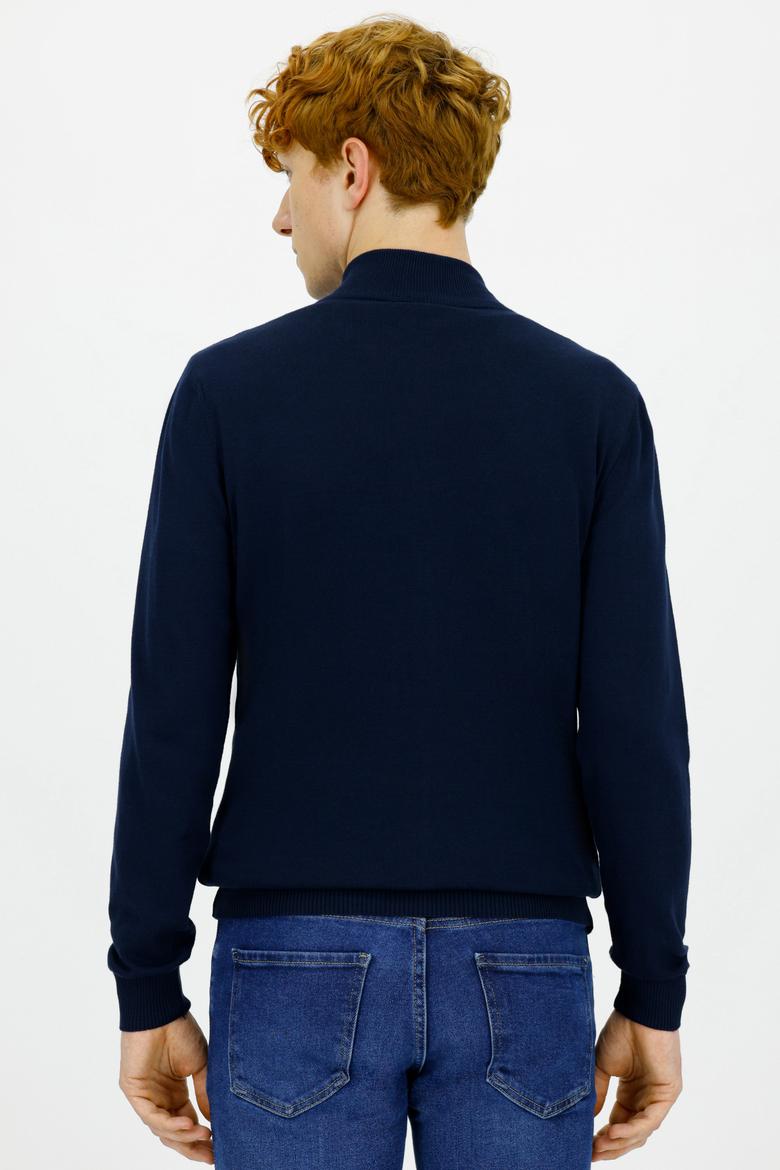 Erkek Lacivert Basic Triko Hırka - 50244265007