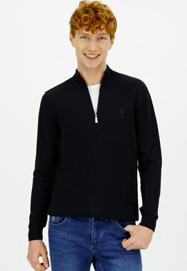 Erkek Siyah Basic Triko Hırka - 50244265016