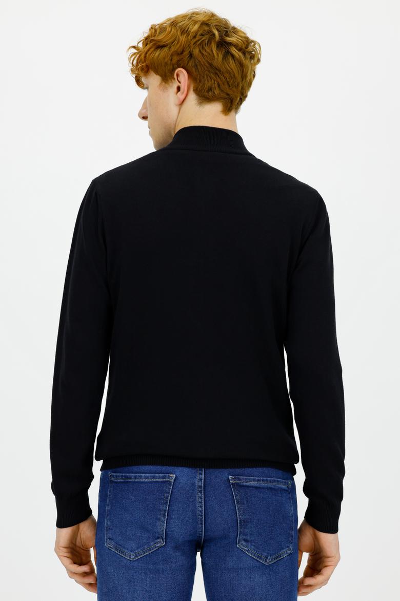 Erkek Siyah Basic Triko Hırka - 50244265016