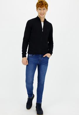 Erkek Siyah Basic Triko Hırka - 50244265016