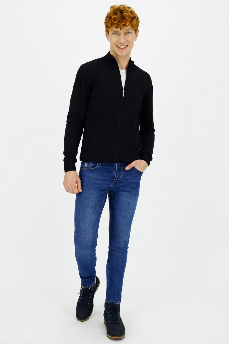 Erkek Siyah Basic Triko Hırka - 50244265016