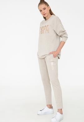 Kadın Bej Melanj Eşofman Altı - 50240713006