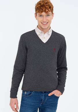 Erkek Antrasit Melanj Basic Kazak - 50224740073