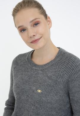 Kadın Gri Melanj Kazak - 50237627017