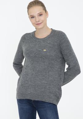 Kadın Gri Melanj Kazak - 50237627017