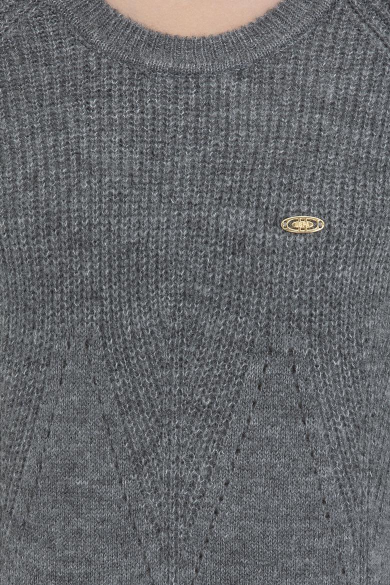 Kadın Gri Melanj Kazak - 50237627017