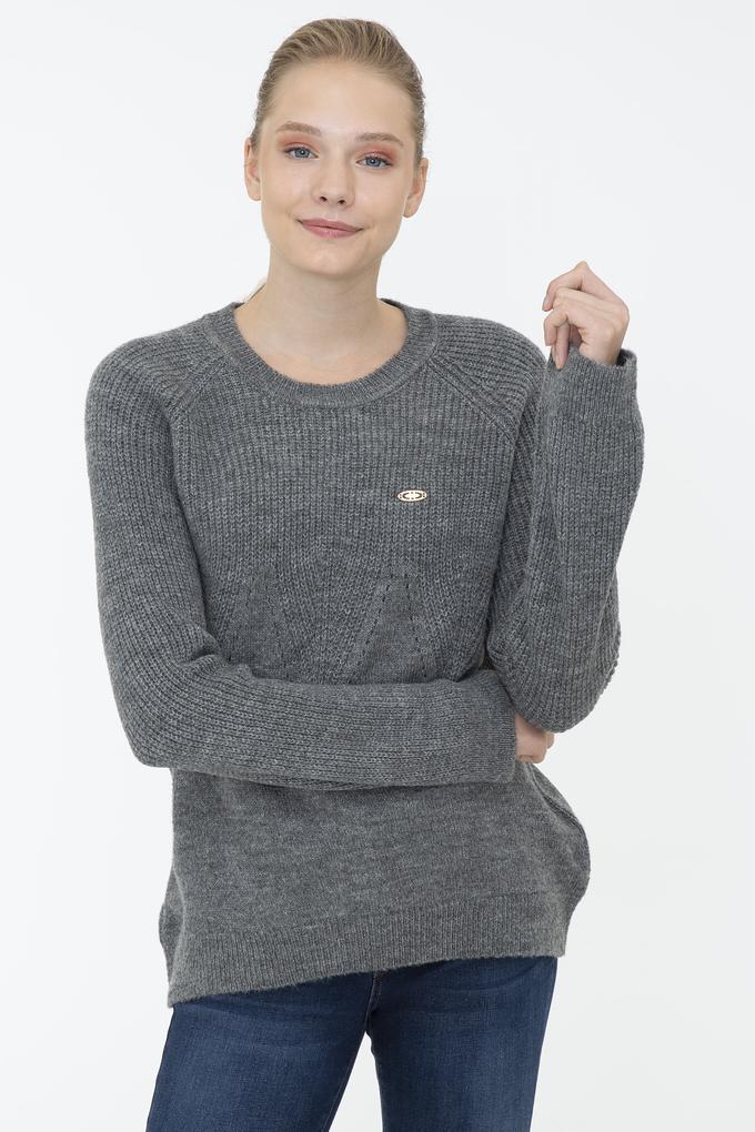 Kadın Gri Melanj Kazak