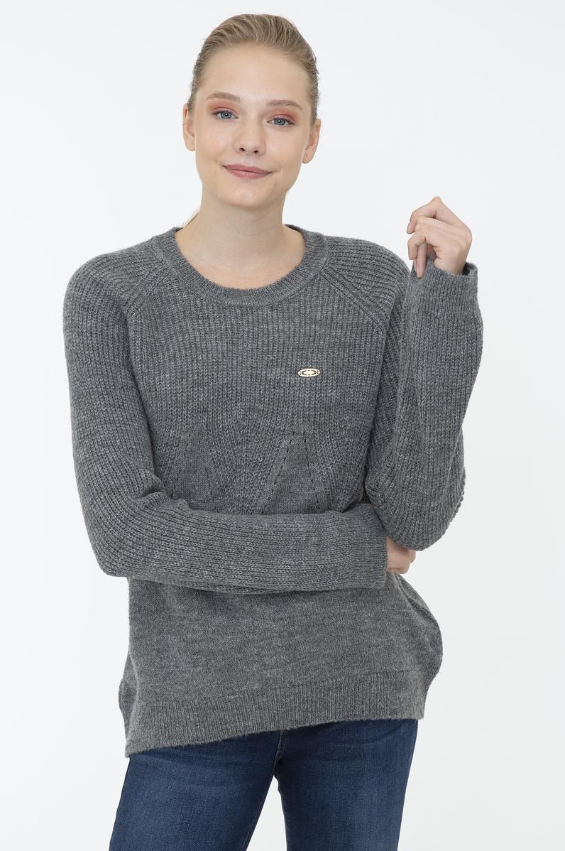 Kadın Gri Melanj Kazak