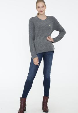 Kadın Gri Melanj Kazak - 50237627017