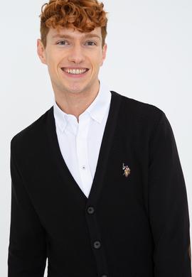 Erkek Siyah Basic Triko Hırka - 50236966006