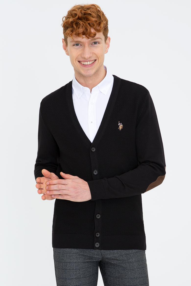 Erkek Siyah Basic Triko Hırka