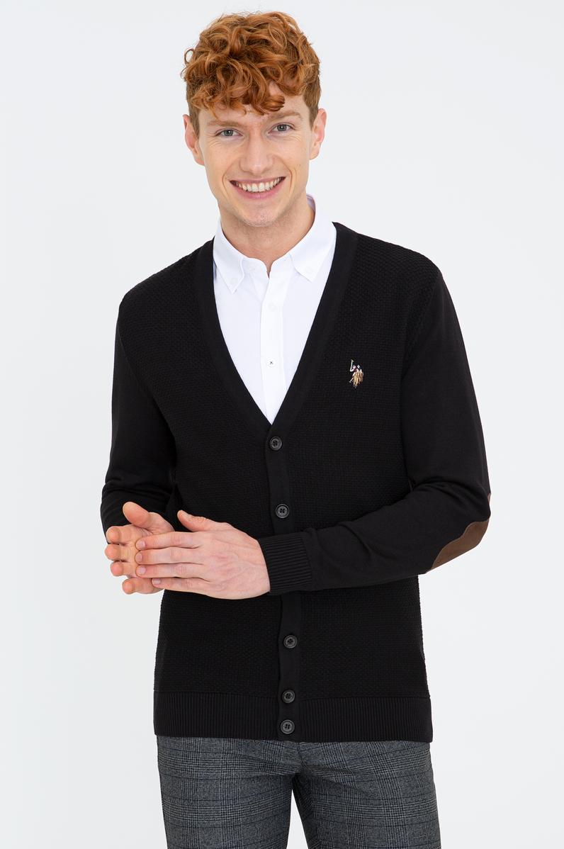 Erkek Siyah Basic Triko Hırka