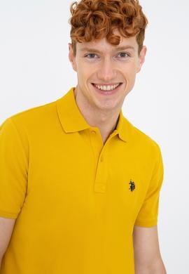 Erkek Koyu Sarı Polo Yaka Basic T-Shirt - 50232303390
