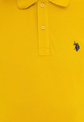 Erkek Koyu Sarı Polo Yaka Basic T-Shirt - 50232303390