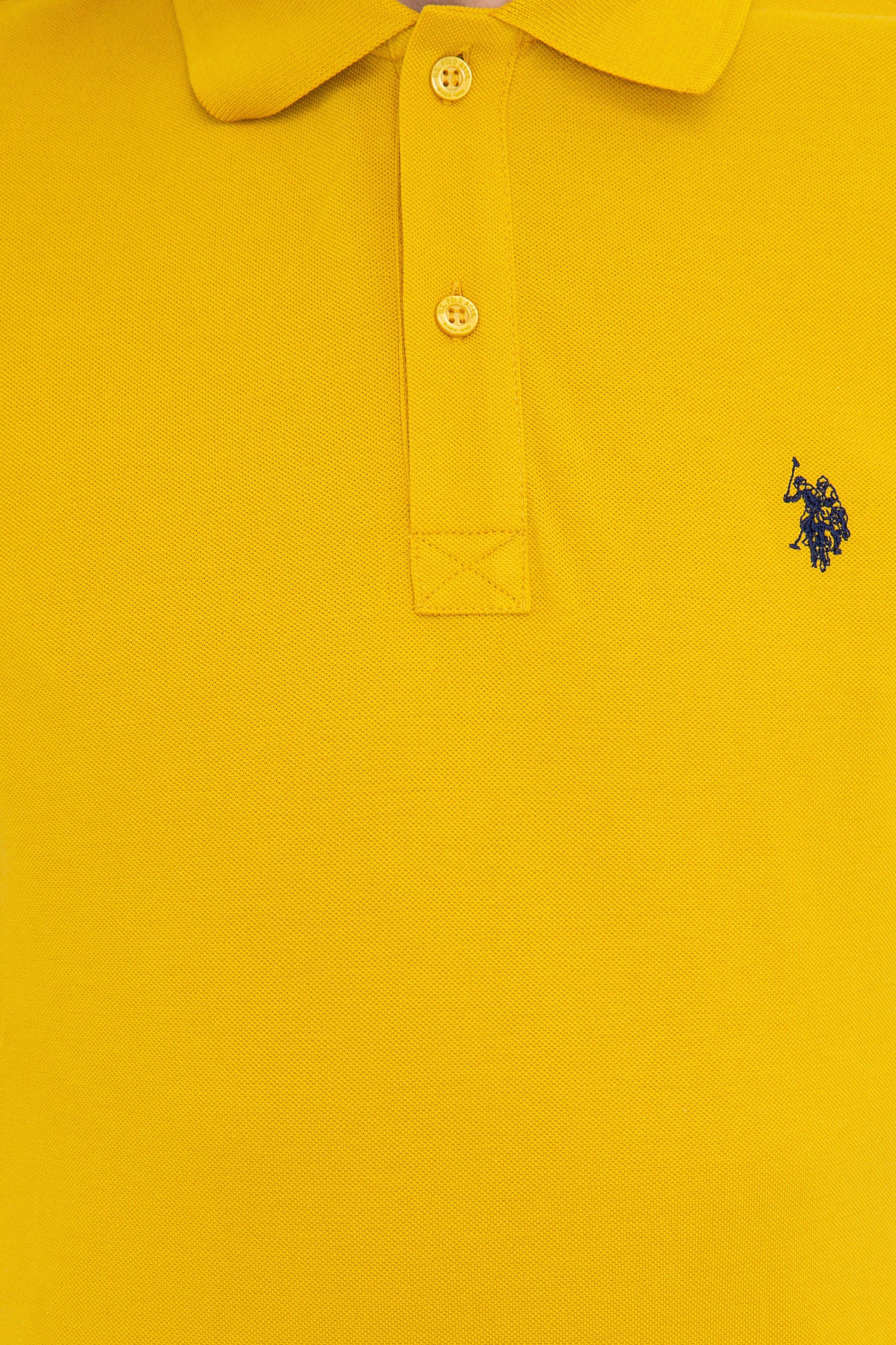 Erkek Koyu Sarı Polo Yaka Basic T-Shirt