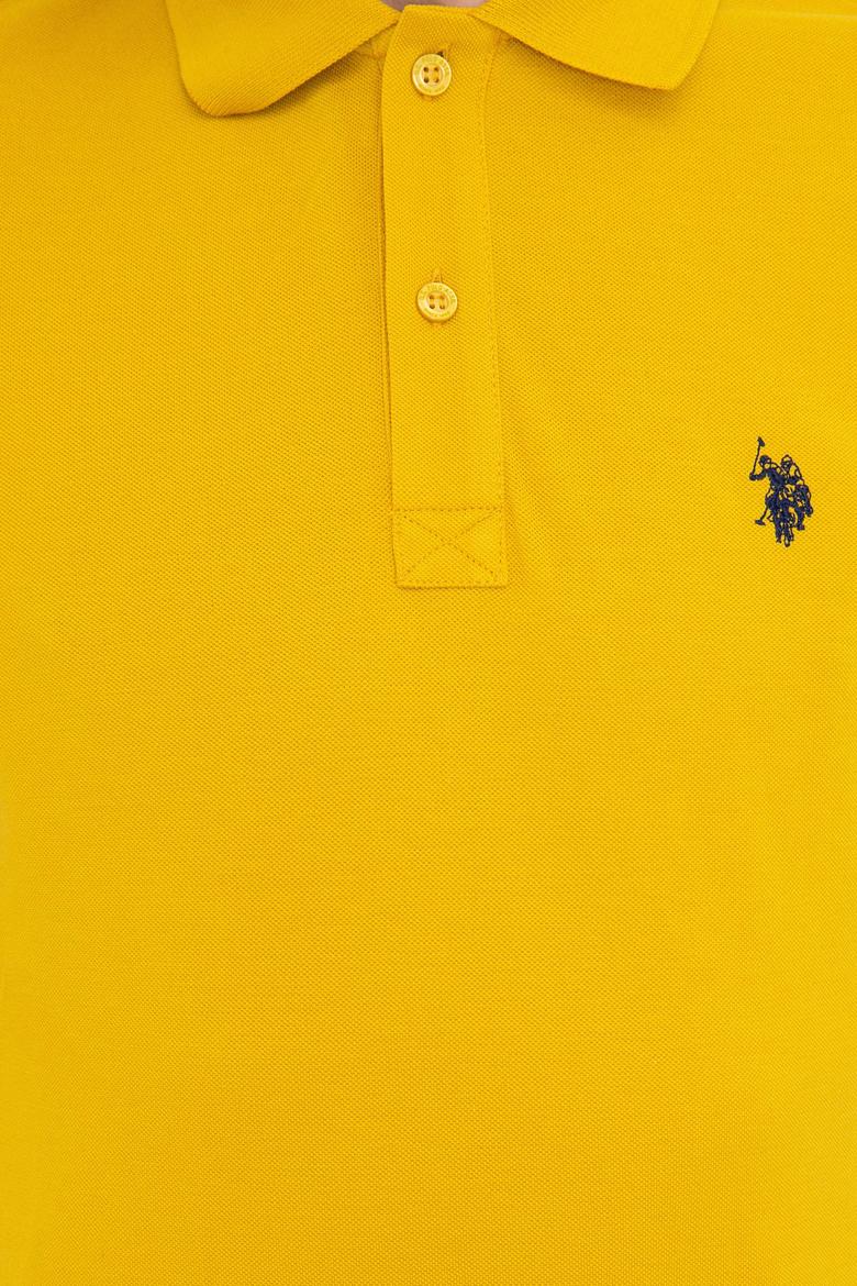 Erkek Koyu Sarı Polo Yaka Basic T-Shirt - 50232303390