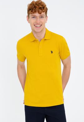Erkek Koyu Sarı Polo Yaka Basic T-Shirt - 50232303390