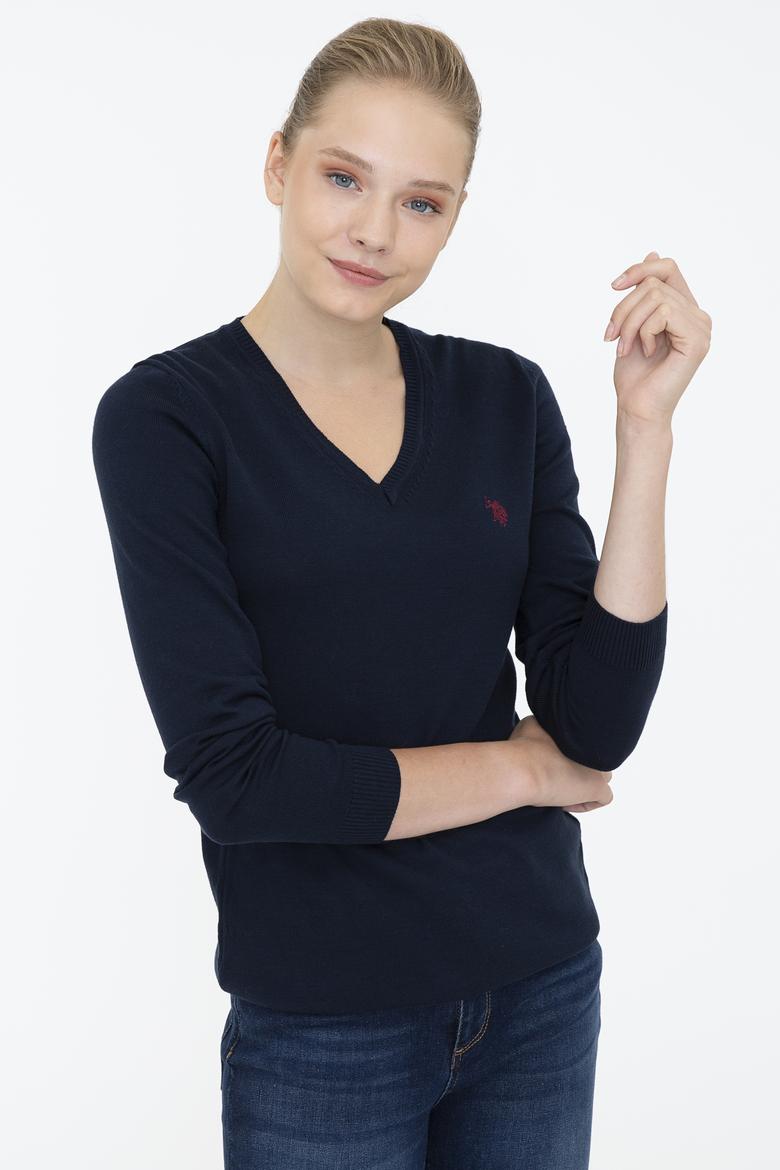 Kadın Lacivert Triko Kazak Basic - 50238141003