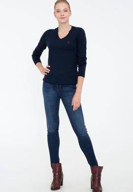 Kadın Lacivert Triko Kazak Basic - 50238141003