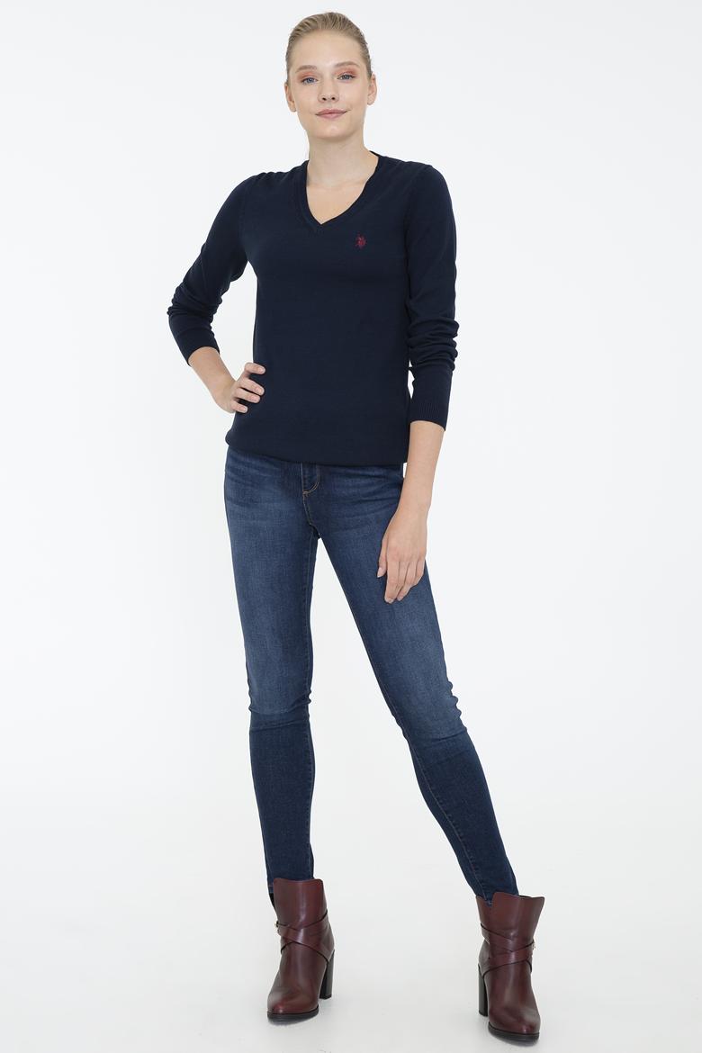 Kadın Lacivert Triko Kazak Basic - 50238141003