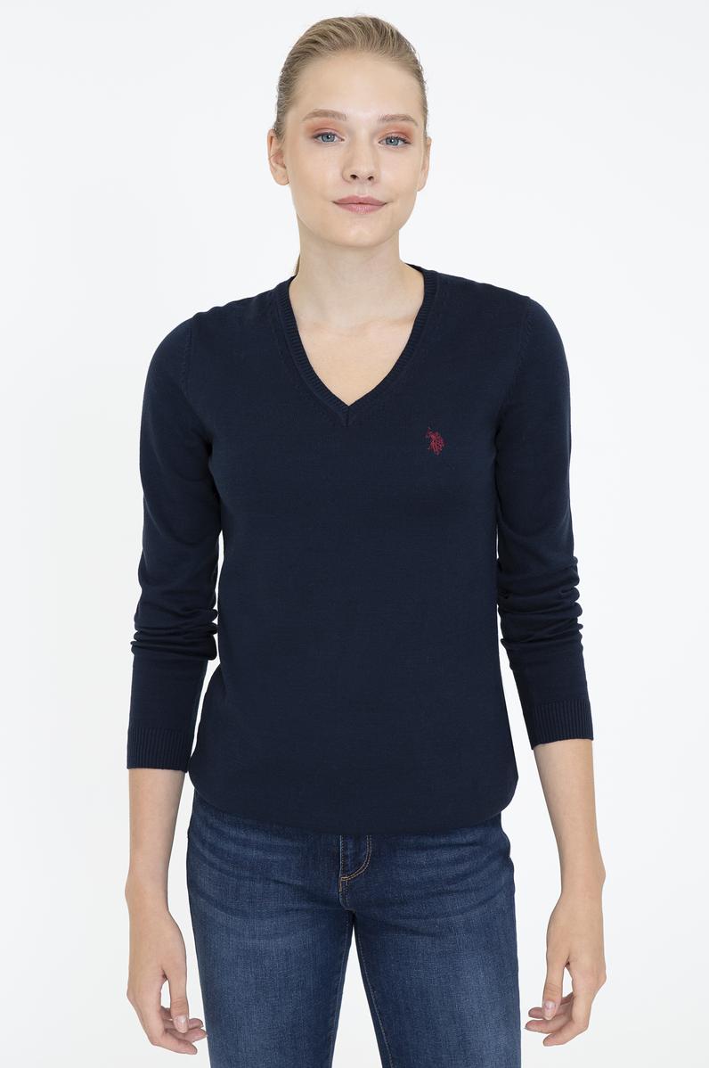 Kadın Lacivert Triko Kazak Basic