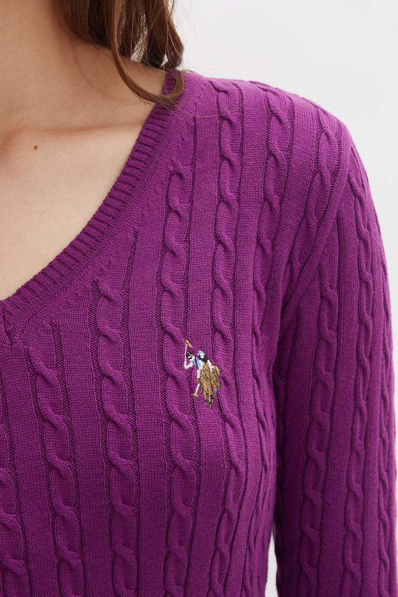 Kadın Mor Triko Kazak Basic - 50224708094