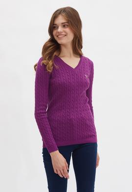 Kadın Mor Triko Kazak Basic - 50224708094