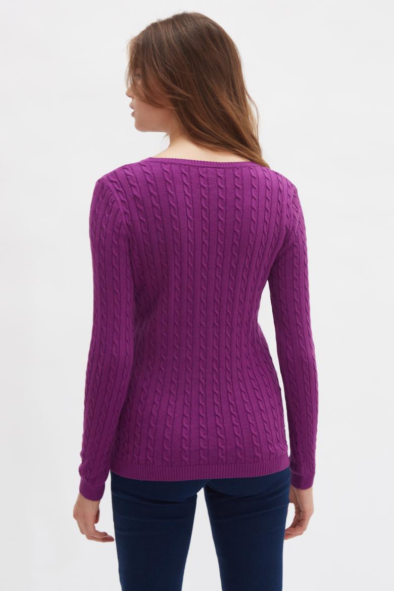 Kadın Mor Triko Kazak Basic - 50224708094